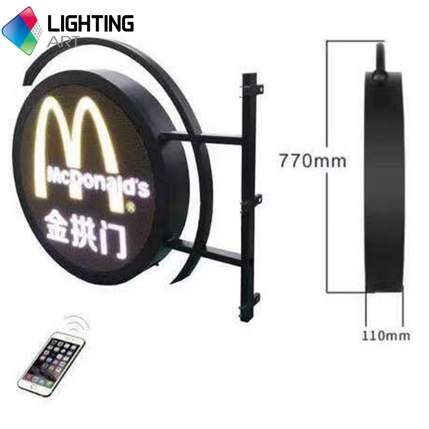 Outdoor Dduble Side P4.6 LED Runde Form Display Shop Logo Werbung Signage LED Stores Logo Display